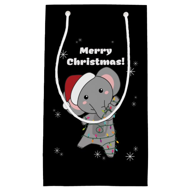 Elephant Christmas Snow Winter Animals Elephants Small Gift Bag (Front)