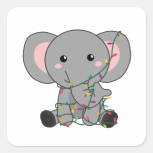 Elephant Christmas Snow Winter Animals Elephants Square Sticker