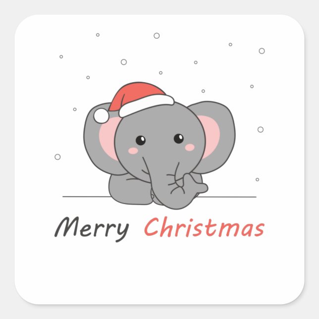 Elephant Christmas Snow Winter Animals Elephants Square Sticker (Front)