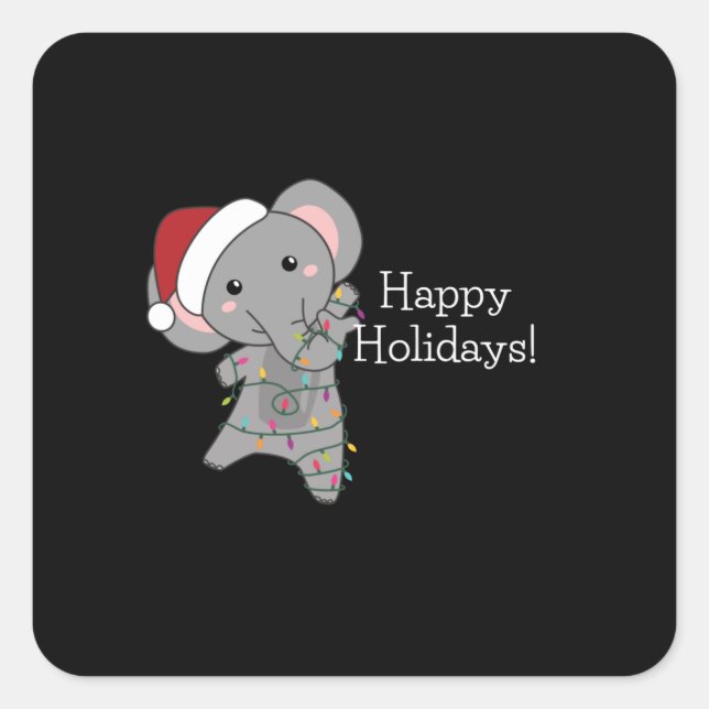 Elephant Christmas Snow Winter Animals Elephants Square Sticker (Front)
