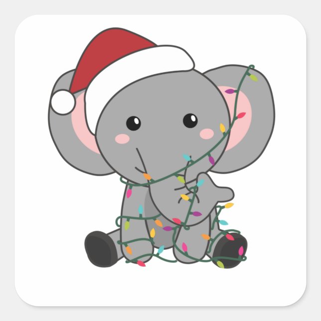 Elephant Christmas Snow Winter Animals Elephants Square Sticker (Front)