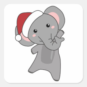 Elephant Christmas Snow Winter Animals Elephants Square Sticker