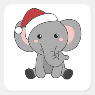 Elephant Christmas Snow Winter Animals Elephants Square Sticker