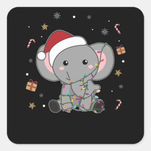 Elephant Christmas Snow Winter Animals Elephants Square Sticker
