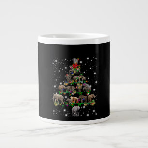 Elephant Christmas Tree Covered By Flashlight Large Coffee Mug