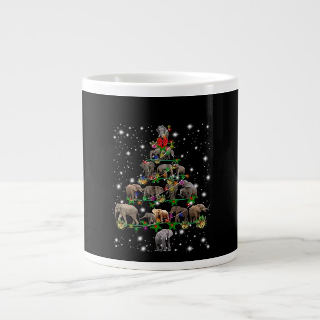 Elephant Christmas Tree Covered By Flashlight Large Coffee Mug (Front)