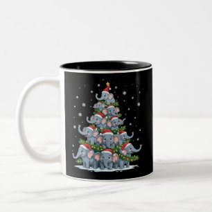 Elephant Christmas Tree Funny Cute Elephant Two-Tone Coffee Mug