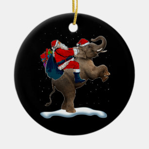 Elephant Christmas Tree Light Hat Xmas Santa Ridin Ceramic Tree Decoration