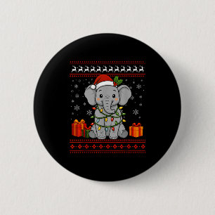 Elephant Christmas Ugly Sweater Elephant Graphic  6 Cm Round Badge