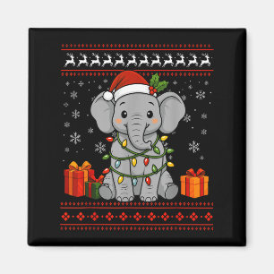 Elephant Christmas Ugly Sweater Elephant Graphic Magnet