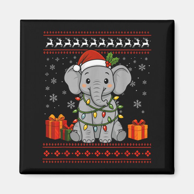 Elephant Christmas Ugly Sweater Elephant Graphic  Magnet (Front)