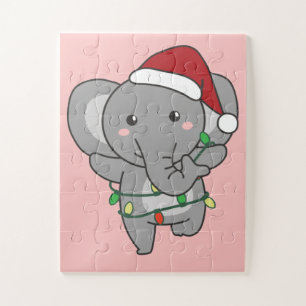 Elephant Christmas Winter Animals Elephants Jigsaw Puzzle