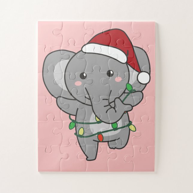 Elephant Christmas Winter Animals Elephants Jigsaw Puzzle (Vertical)