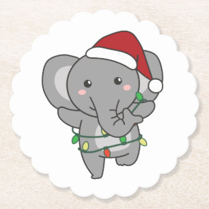 Elephant Christmas Winter Animals Elephants Paper Coaster