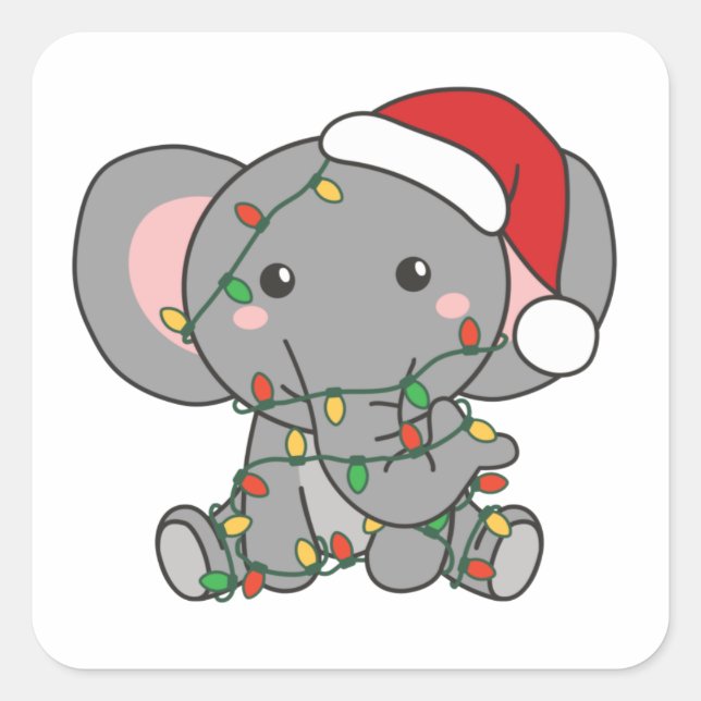 Elephant Christmas Winter Animals Elephants Square Square Sticker (Front)