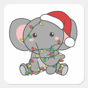 Elephant Christmas Winter Animals Elephants Square Sticker
