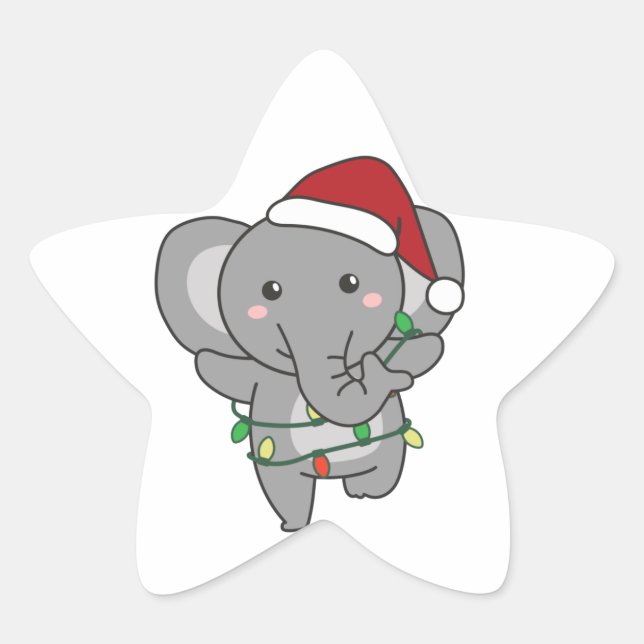 Elephant Christmas Winter Animals Elephants Star S Sticker (Front)
