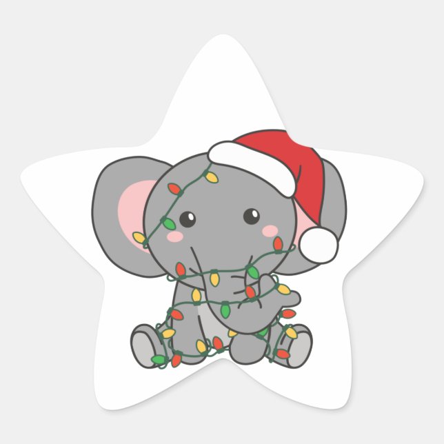 Elephant Christmas Winter Animals Elephants Star S Sticker (Front)