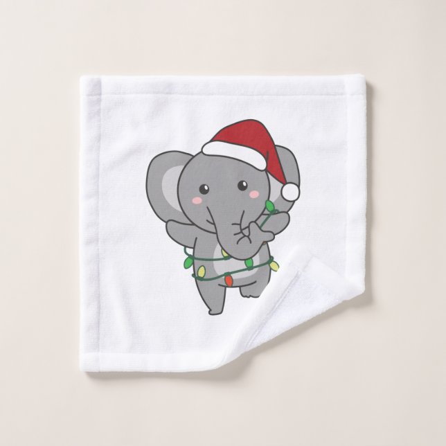Elephant Christmas Winter Animals Elephants Wash Cloth (Wash Cloth)