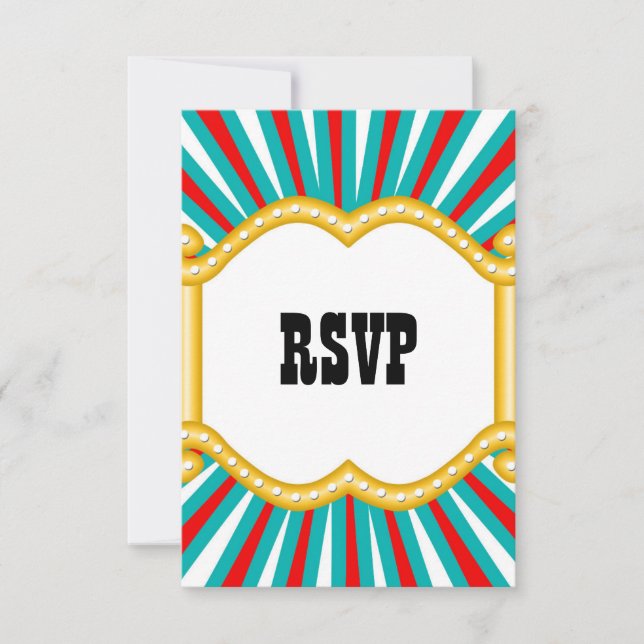 Elephant Circus Kids Boys Birthday Party RSVP Card (Front)
