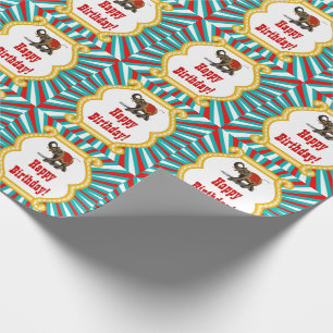 Elephant Circus Kids Boys Happy Birthday Wrapping Paper