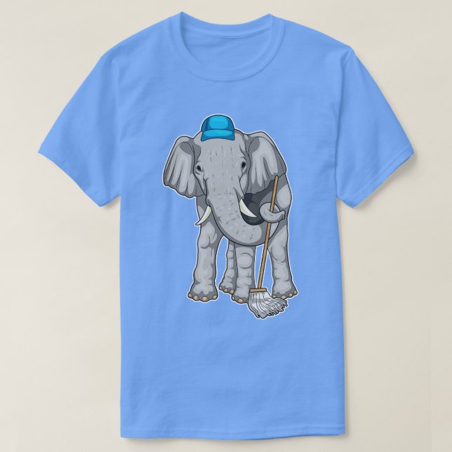 Elephant Cleaner Mop T-Shirt (Design Front)