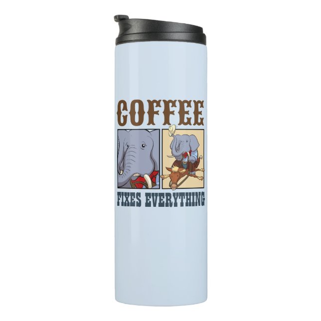 Elephant Coffee Fixes Everything Cowboy Artwork Thermal Tumbler (Rotated Right)