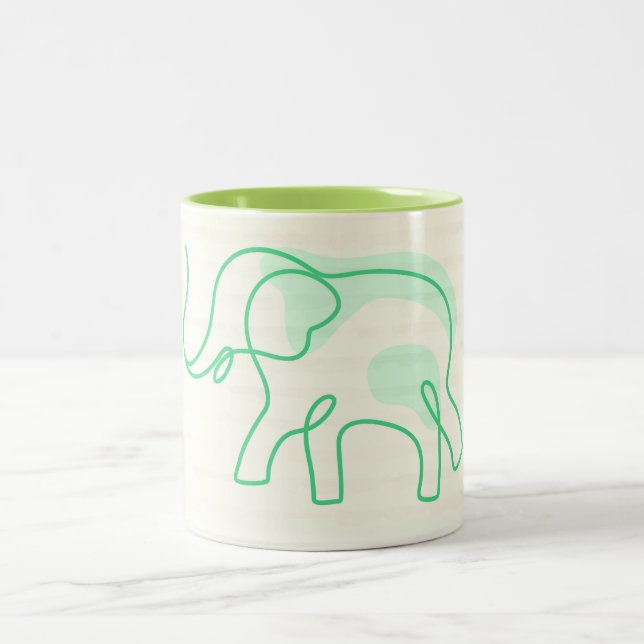 Elephant Collage Line Art Coffee Mug (Center)