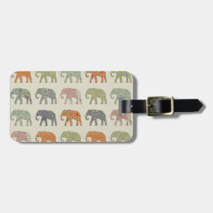 Elephant Colorful Animal Pattern Contemporary Luggage Tag