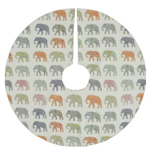 Elephant Colourful Animal Pattern Brushed Polyester Tree Skirt