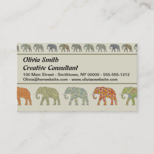 Elephant Colourful Animal Pattern Business Card
