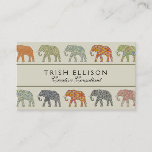 Elephant Colourful Animal Pattern Business Card