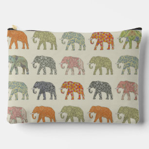 Elephant Colourful Animal Pattern Contemporary Accessory Pouch