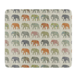 Elephant Colourful Animal Pattern Contemporary Cutting Board