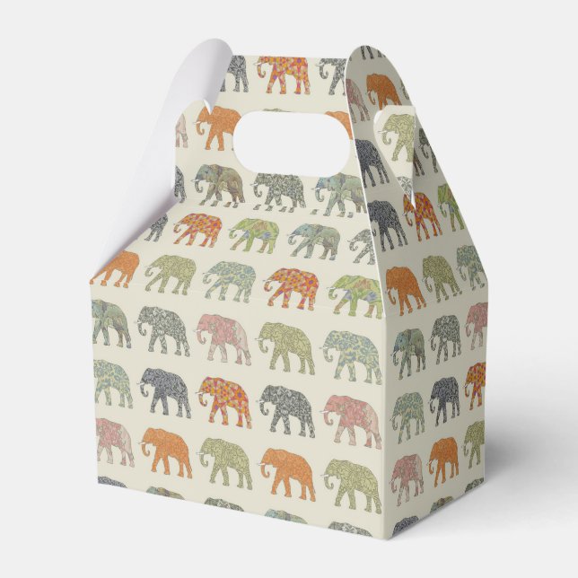 Elephant Colourful Animal Pattern Contemporary Favour Box (Front Side)