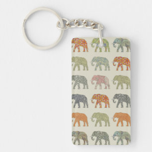 Elephant Colourful Animal Pattern Contemporary Key Ring