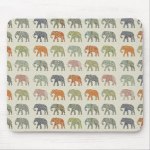 Elephant Colourful Animal Pattern Contemporary Mouse Mat