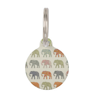 Elephant Colourful Animal Pattern Contemporary Pet Tag