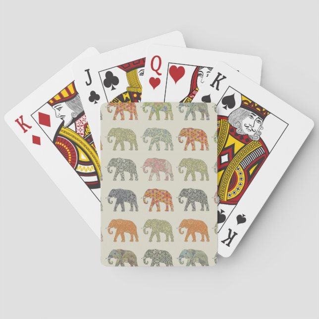 Elephant Colourful Animal Pattern Contemporary Playing Cards (Back)