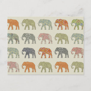 Elephant Colourful Animal Pattern Contemporary Postcard