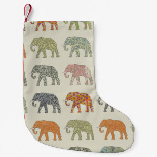 Elephant Colourful Animal Pattern Contemporary Small Christmas Stocking