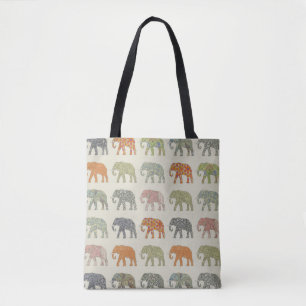 Elephant Colourful Animal Pattern Contemporary Tote Bag