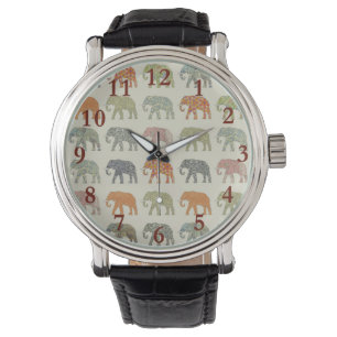 Elephant Colourful Animal Pattern Contemporary Watch