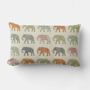 Elephant Colourful Animal Pattern Lumbar Cushion