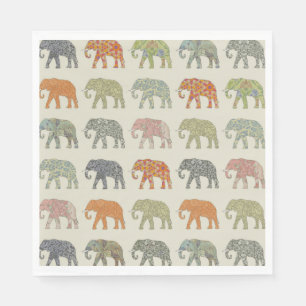 Elephant Colourful Animal Pattern Napkin