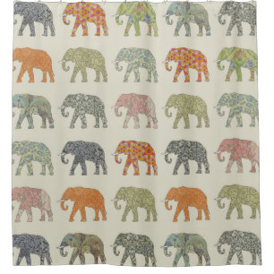 Elephant Colourful Animal Pattern Shower Curtain