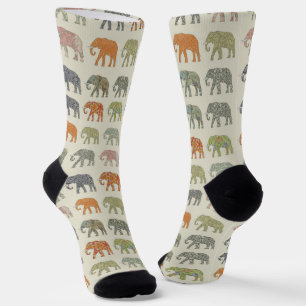 Elephant Colourful Animal Pattern Socks