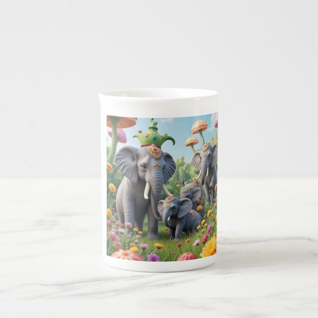 Elephant colourful whimsical mug (Front)