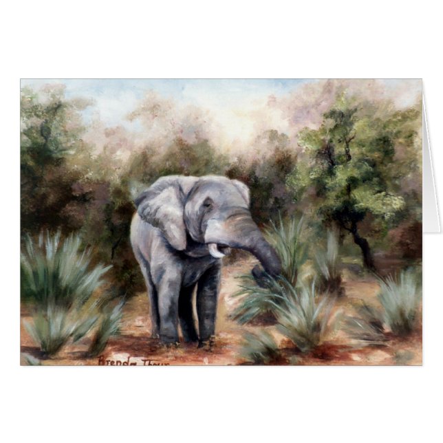 Elephant ComingThrough Blank Card (Front Horizontal)
