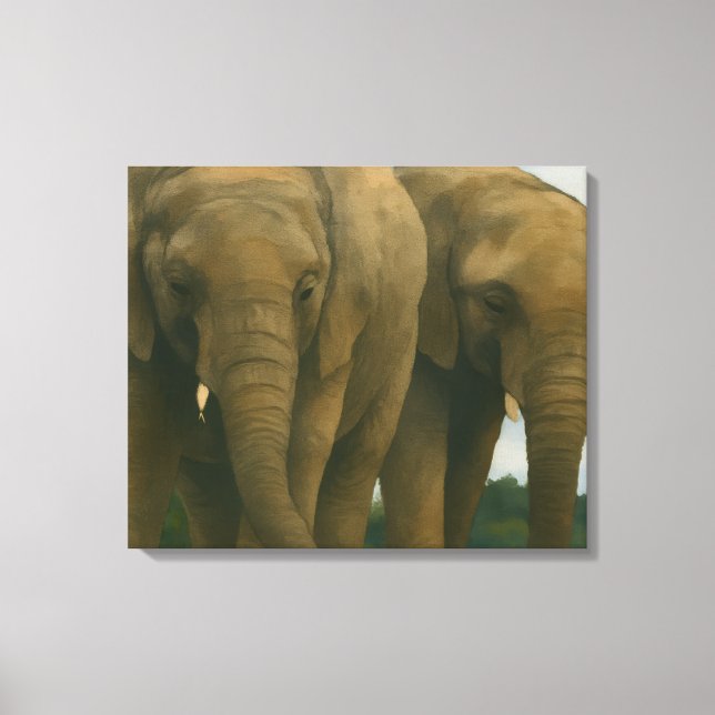 Elephant Companions in Savannah Light Canvas Print (Front)